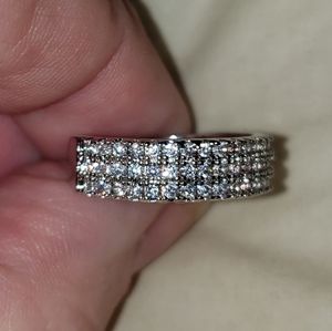3 rows of White Topaz in .925 Sterling Silver